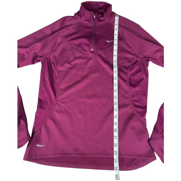 Nike Dri-Fit Women Medium Plum 3/4 Zip Running Pullover High Neck Active Workout - Picture 5 of 14